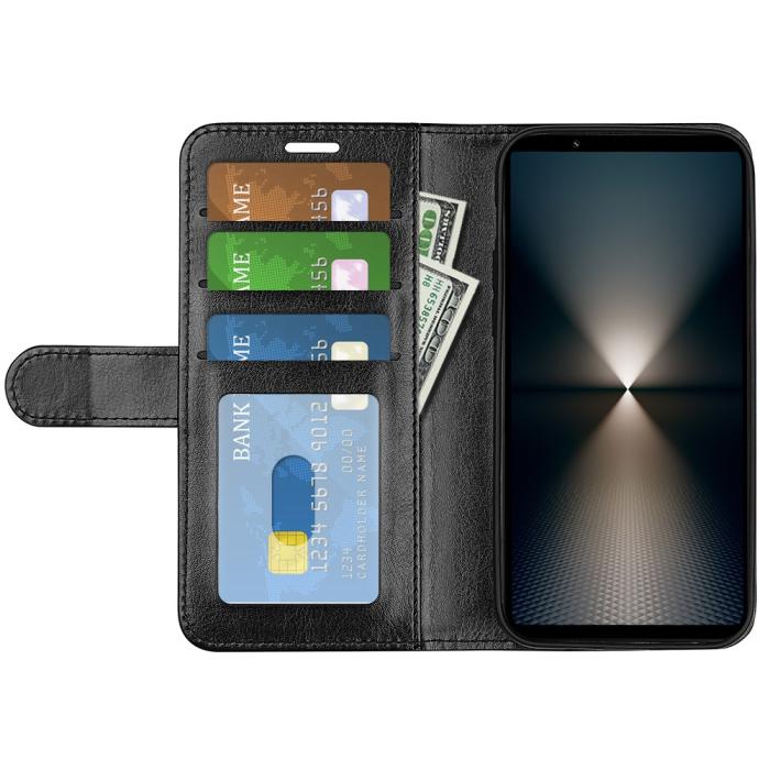 Bild 2, Sony Xperia 1 VII Fodral Crazy Horse Läder Svart