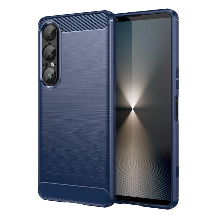 Bild 1, Sony Xperia 1 VII Skal Borstad Stål Textur Blå