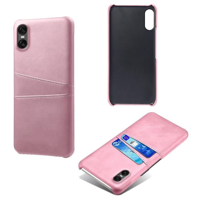 Bild 5, Sony Xperia 10 VII Läderbelagt Skal Med Kortfack Roséguld