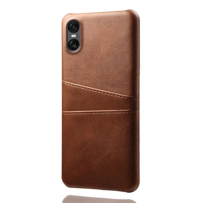 Bild 2, Sony Xperia 10 VII Läderbelagt Skal Med Kortfack Brun