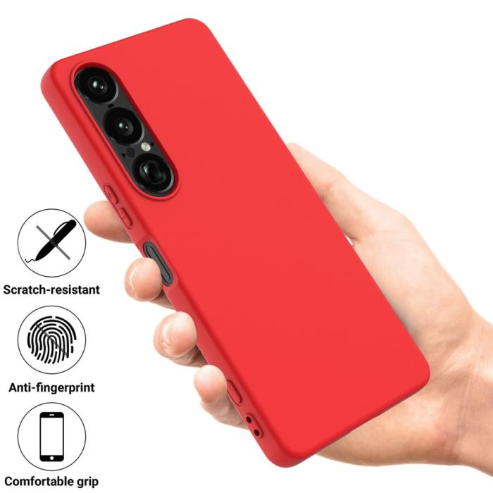 Bild 2, Sony Xperia 1 VII Skal Liquid Silikon Röd