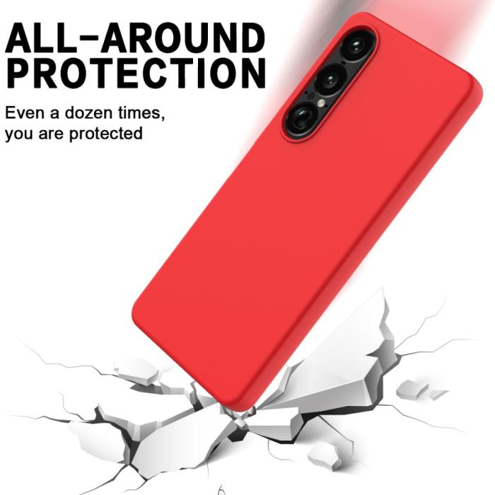 Bild 5, Sony Xperia 1 VII Skal Liquid Silikon Röd