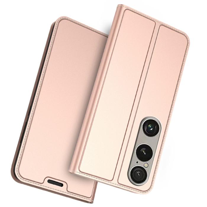 Bild 1, Sony Xperia 1 VII Fodral Flip Läder Roséguld
