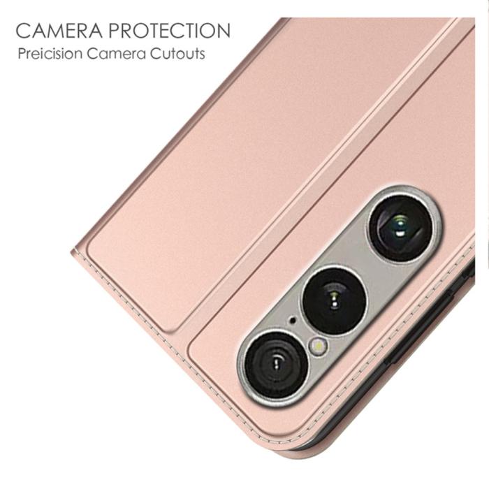 Bild 5, Sony Xperia 1 VII Fodral Flip Läder Roséguld