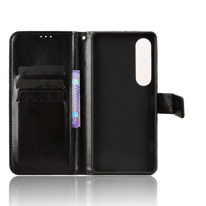 Bild 4, Sony Xperia 1 VII Fodral Crazy Horse Läder Svart