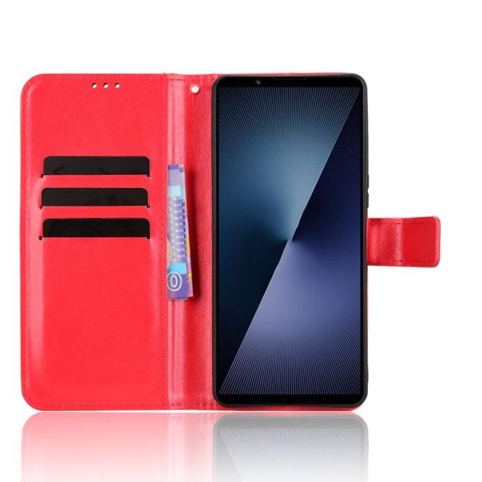 Bild 5, Sony Xperia 1 VII Fodral Crazy Horse Läder Röd
