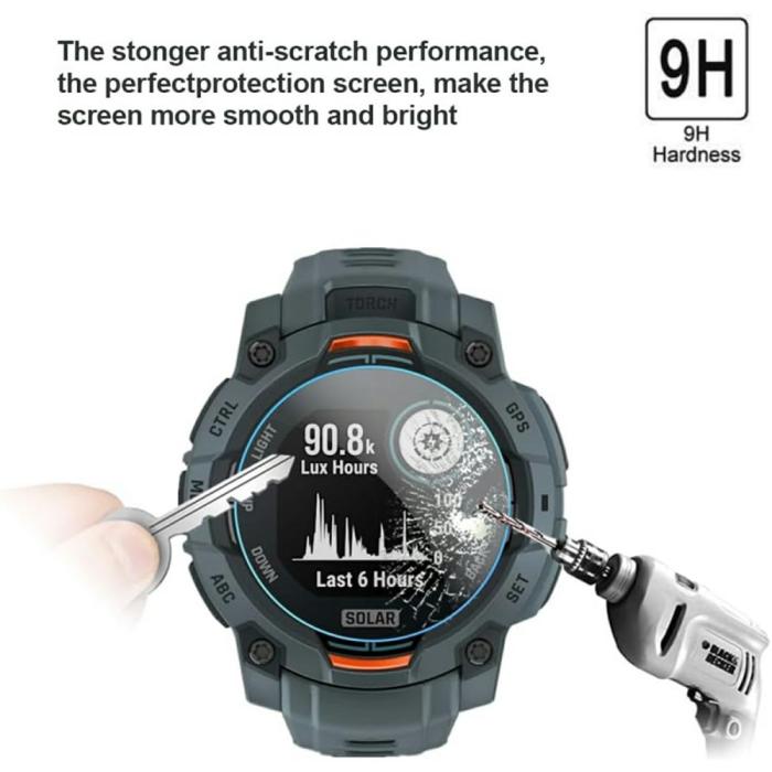 Bild 3, Garmin Instinct 3 50 mm 3-PACK Skärmskydd Härdat Glas