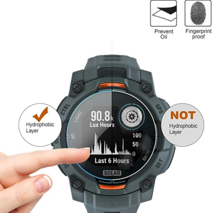 Bild 5, Garmin Instinct 3 50 mm 3-PACK Skärmskydd Härdat Glas