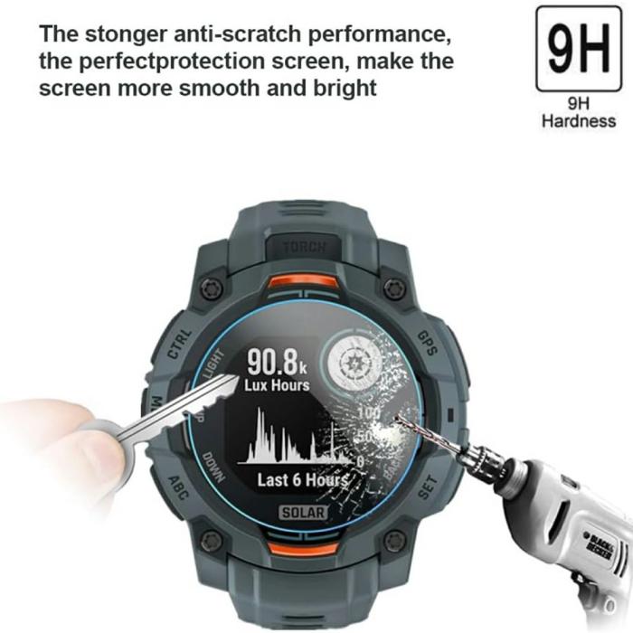 Bild 3, Garmin Instinct 3 45 mm 3-PACK Skärmskydd Härdat Glas