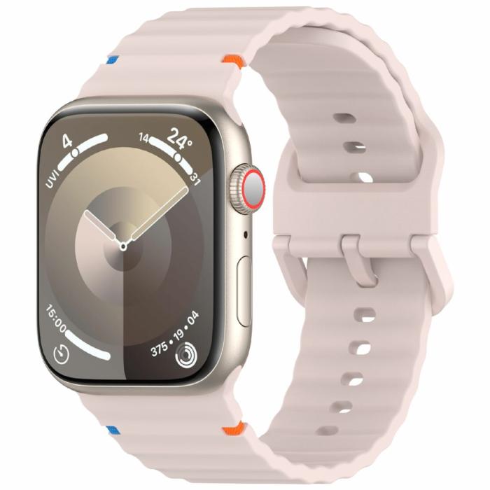 Bild 2, Apple Watch 42/44/45/46/49 mm Armband Silikon Wave Rosa