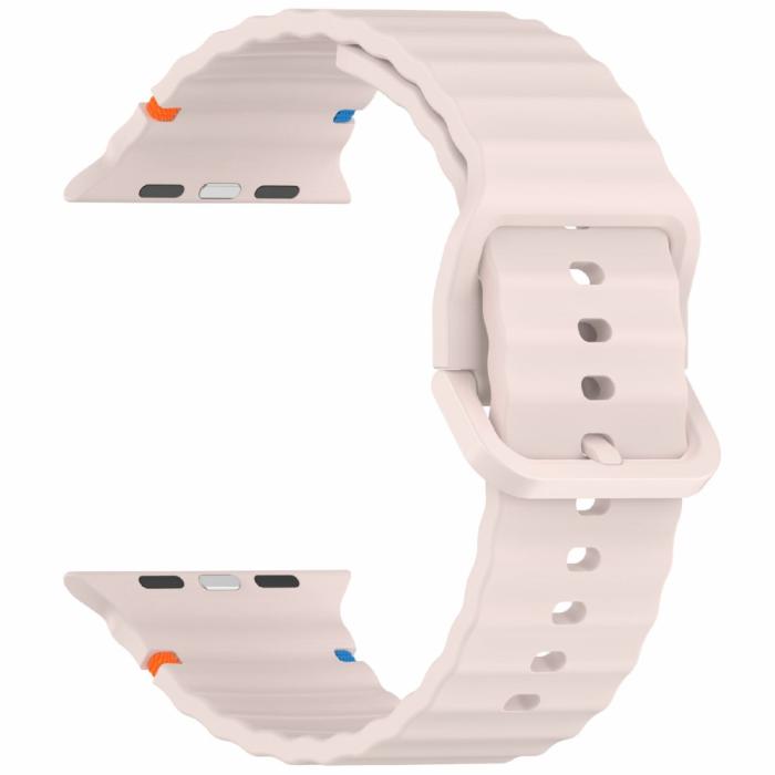 Bild 3, Apple Watch 42/44/45/46/49 mm Armband Silikon Wave Rosa