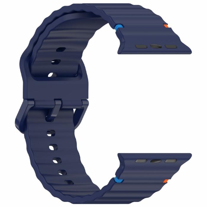 Bild 4, Apple Watch 42/44/45/46/49 mm Armband Silikon Wave Blå