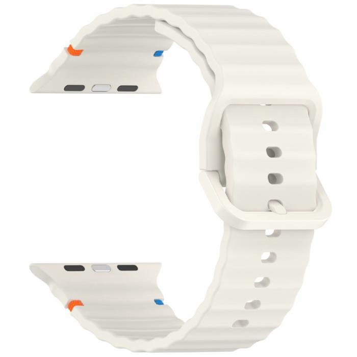 Bild 3, Apple Watch 42/44/45/46/49 mm Armband Silikon Wave Off White