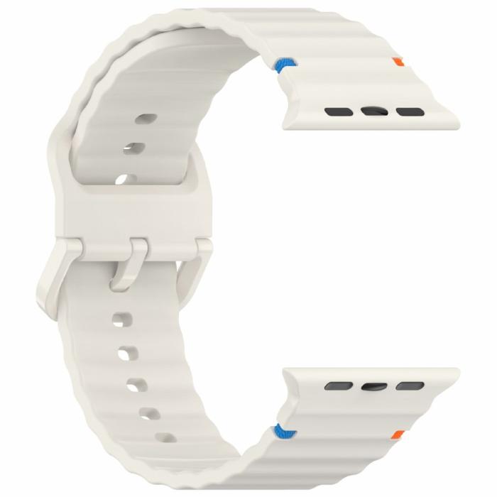 Bild 4, Apple Watch 42/44/45/46/49 mm Armband Silikon Wave Off White