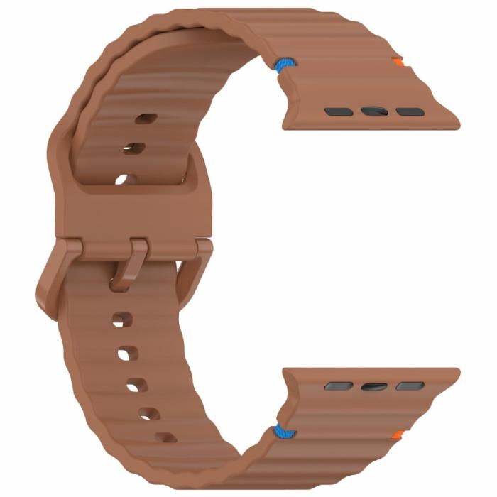 Bild 4, Apple Watch 42/44/45/46/49 mm Armband Silikon Wave Brun