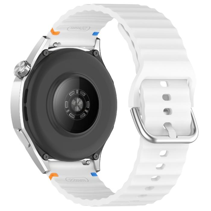 Bild 1, Klockarmband 22 mm Silikon Wave Design Vit