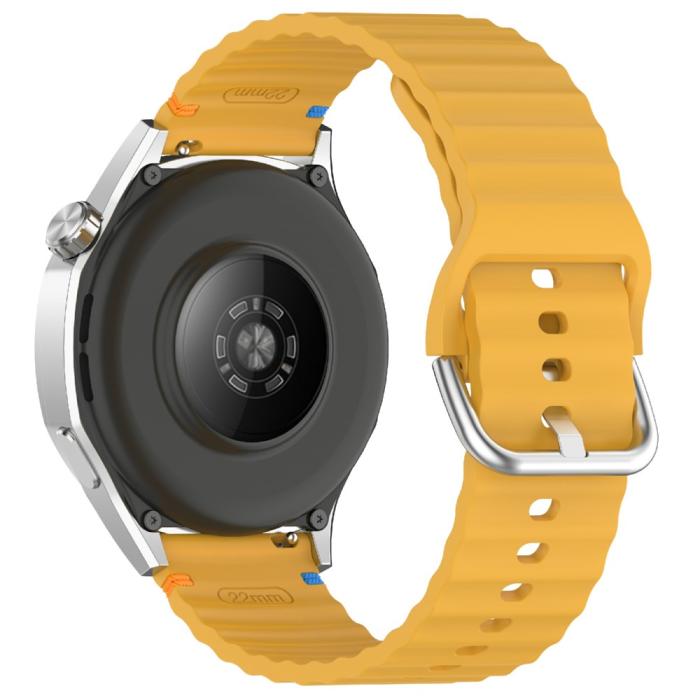 Bild 1, Klockarmband 22 mm Silikon Wave Design Gul