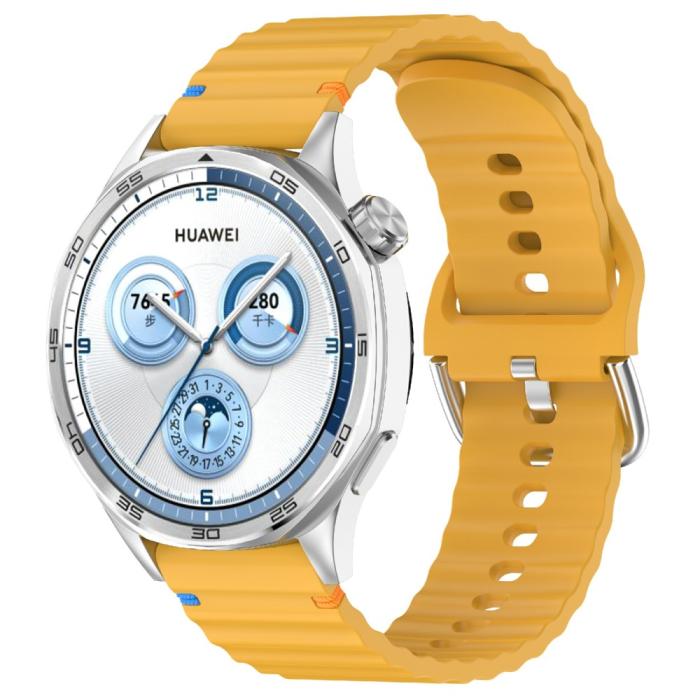 Bild 2, Klockarmband 22 mm Silikon Wave Design Gul
