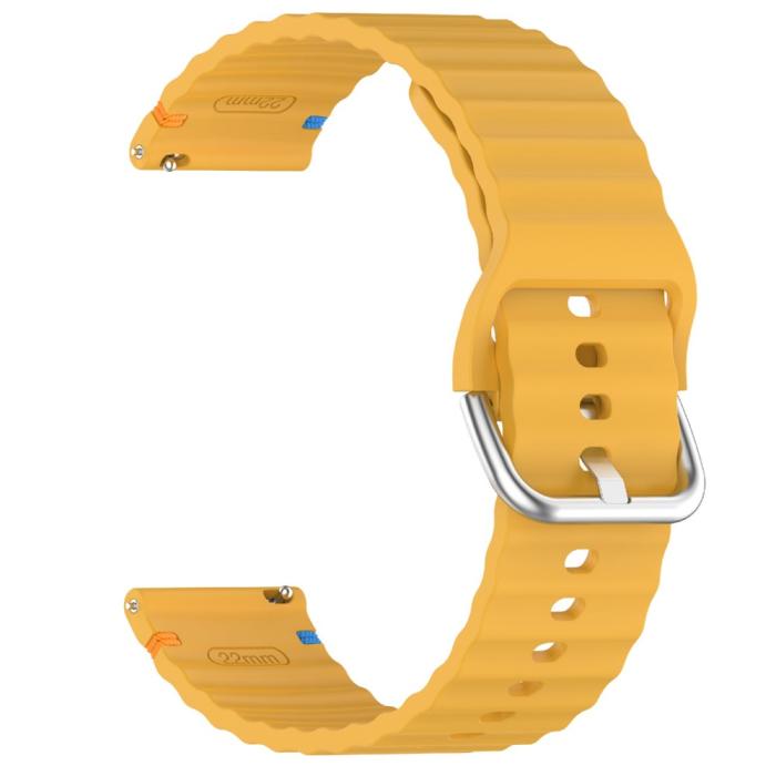 Bild 4, Klockarmband 22 mm Silikon Wave Design Gul