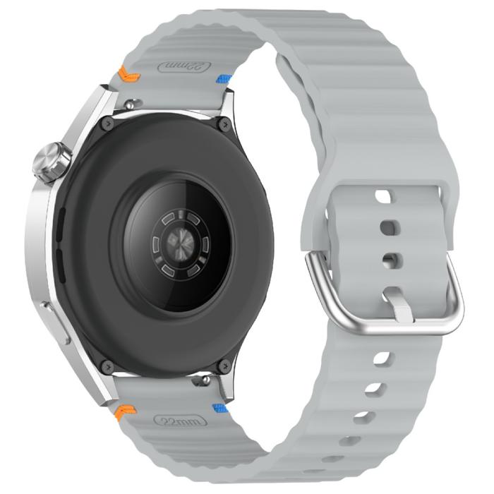 Bild 1, Klockarmband 22 mm Silikon Wave Design Grå