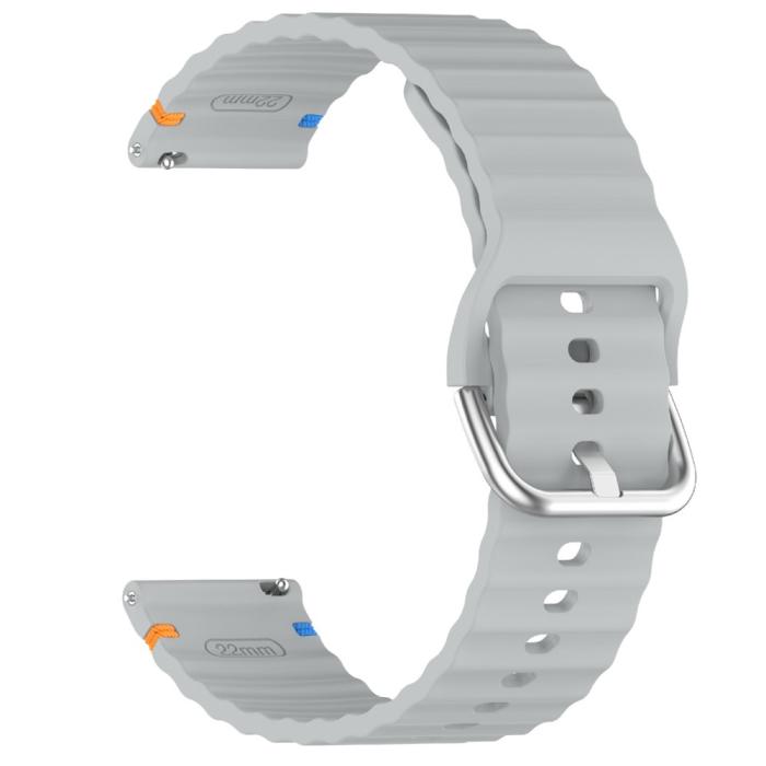 Bild 4, Klockarmband 22 mm Silikon Wave Design Grå