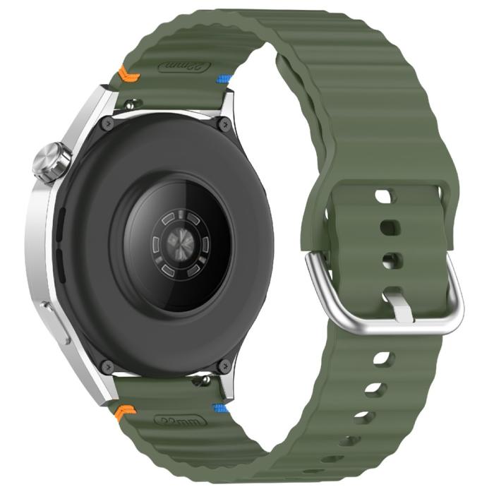 Bild 1, Klockarmband 22 mm Silikon Wave Design Militär Grön