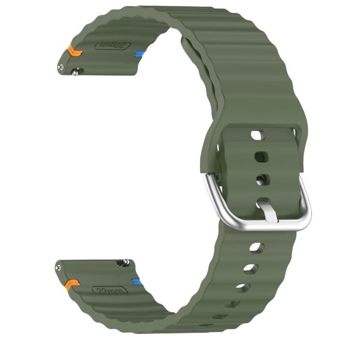 Bild 4, Klockarmband 22 mm Silikon Wave Design Militär Grön