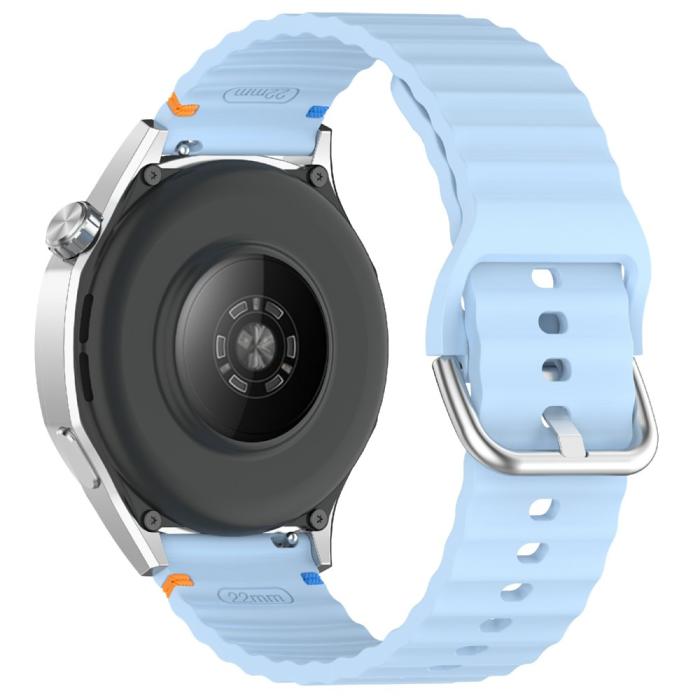 Bild 1, Klockarmband 22 mm Silikon Wave Design Ljus Blå