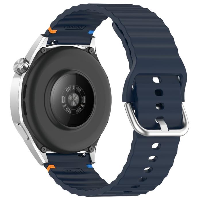 Bild 1, Klockarmband 22 mm Silikon Wave Design Mörk Blå
