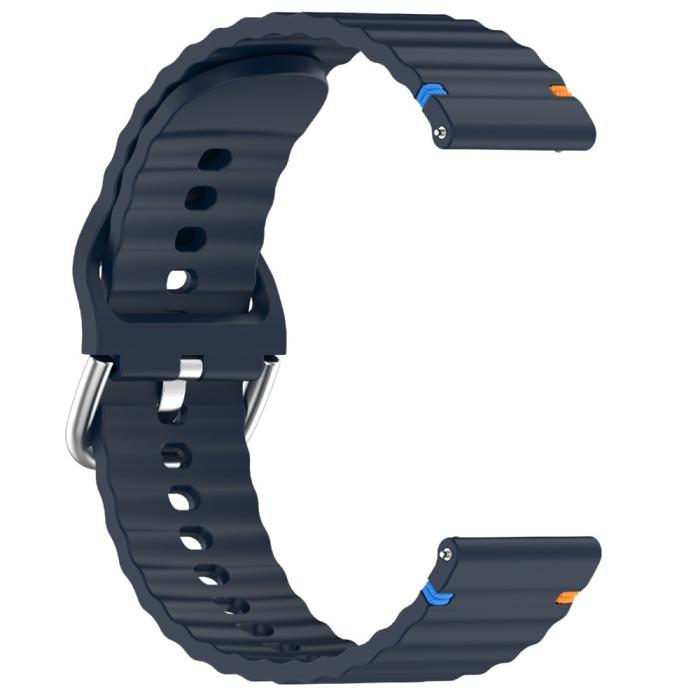 Bild 3, Klockarmband 22 mm Silikon Wave Design Mörk Blå