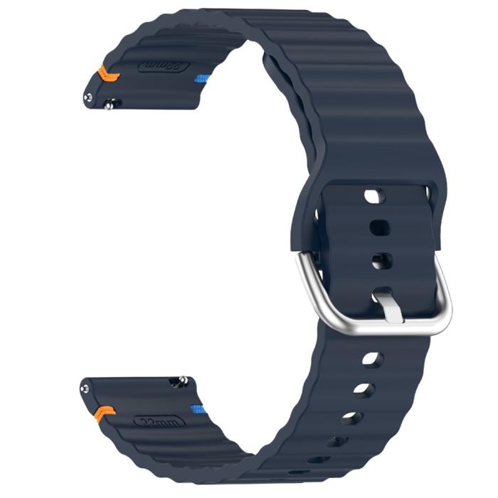 Bild 4, Klockarmband 22 mm Silikon Wave Design Mörk Blå