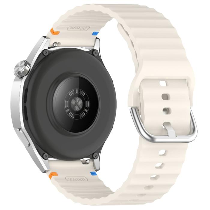 Bild 1, Klockarmband 22 mm Silikon Wave Design Off White