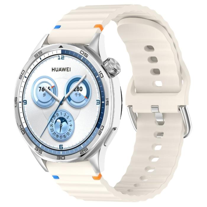 Bild 2, Klockarmband 22 mm Silikon Wave Design Off White