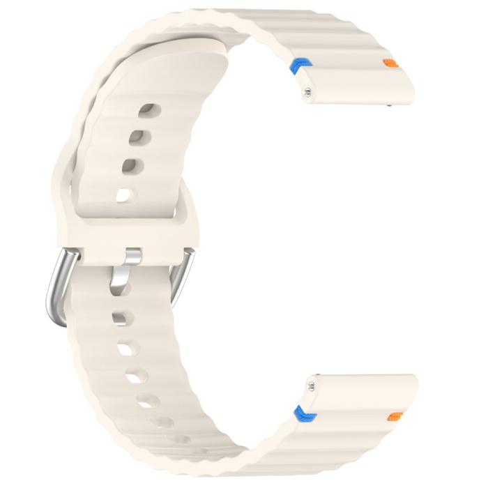 Bild 3, Klockarmband 22 mm Silikon Wave Design Off White