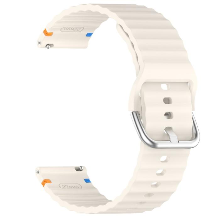 Bild 4, Klockarmband 22 mm Silikon Wave Design Off White