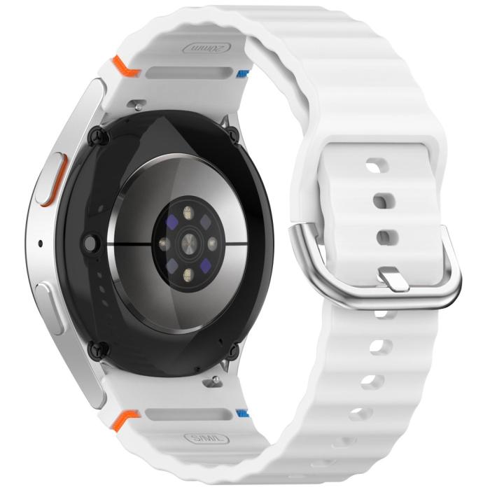 Bild 1, Galaxy Watch 5/5 Pro/6/7/FE Armband Silikon Wave Design Vit