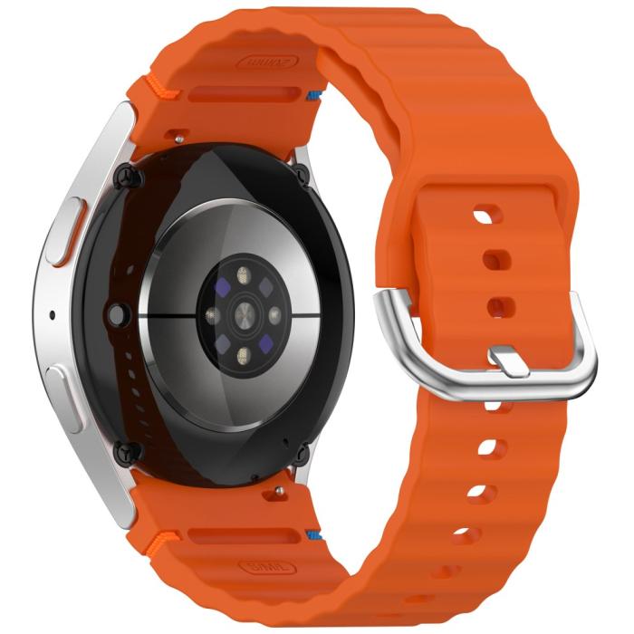 Bild 1, Galaxy Watch 5/5 Pro/6/7/FE Armband Silikon Wave Design Orange