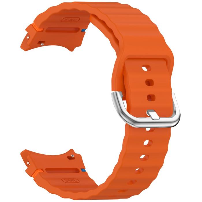 Bild 2, Galaxy Watch 5/5 Pro/6/7/FE Armband Silikon Wave Design Orange