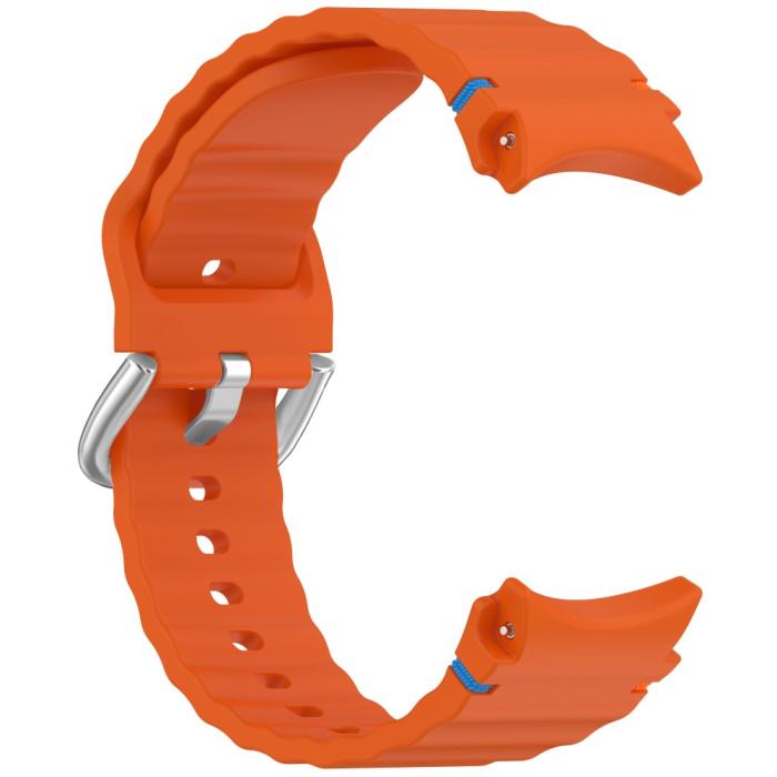Bild 3, Galaxy Watch 5/5 Pro/6/7/FE Armband Silikon Wave Design Orange