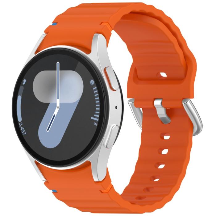 Bild 4, Galaxy Watch 5/5 Pro/6/7/FE Armband Silikon Wave Design Orange