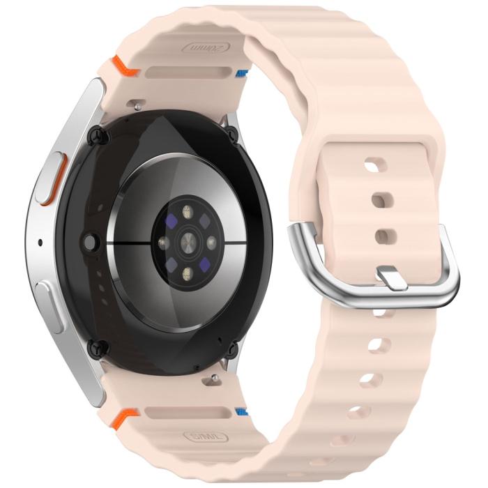 Bild 1, Galaxy Watch 5/5 Pro/6/7/FE Armband Silikon Wave Design Rosa
