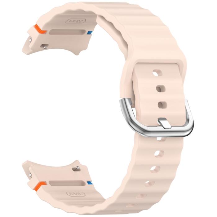 Bild 2, Galaxy Watch 5/5 Pro/6/7/FE Armband Silikon Wave Design Rosa