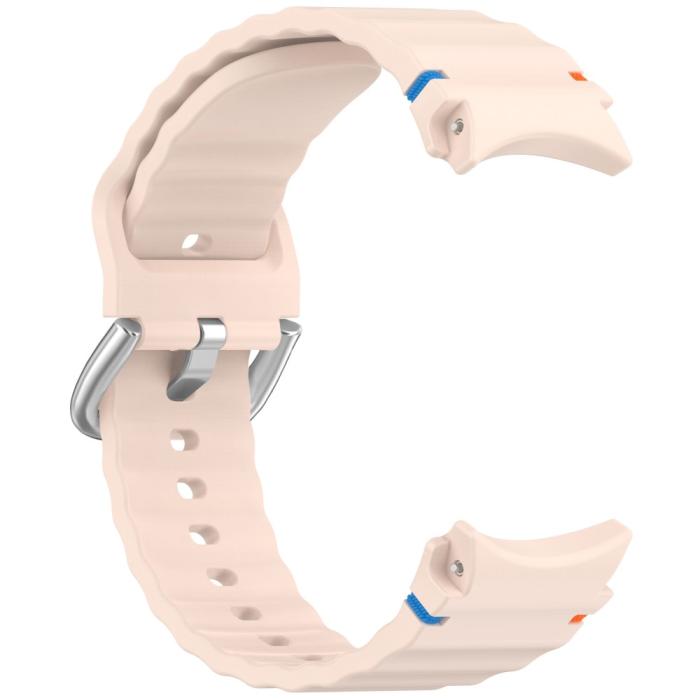 Bild 3, Galaxy Watch 5/5 Pro/6/7/FE Armband Silikon Wave Design Rosa