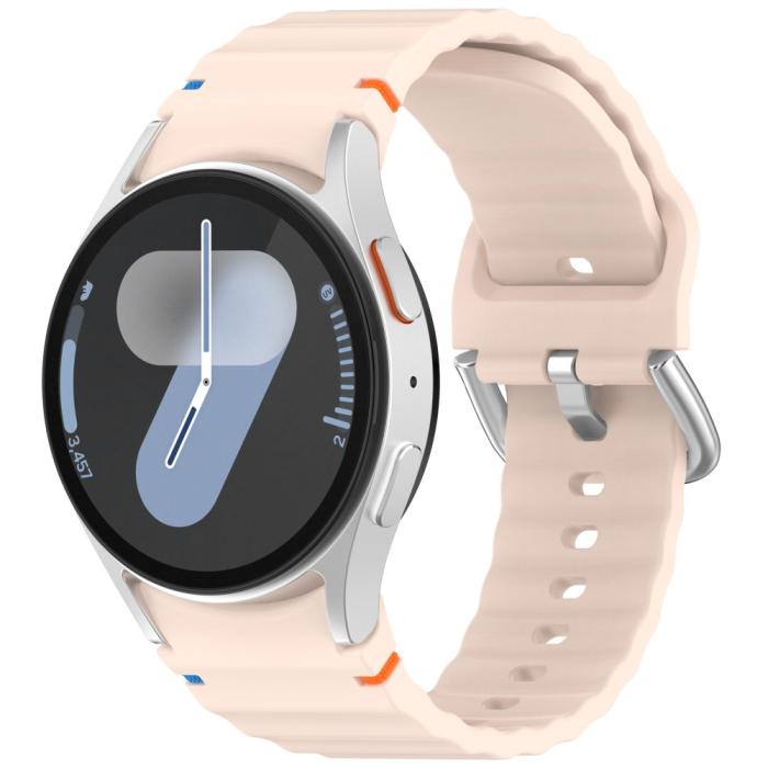 Bild 4, Galaxy Watch 5/5 Pro/6/7/FE Armband Silikon Wave Design Rosa