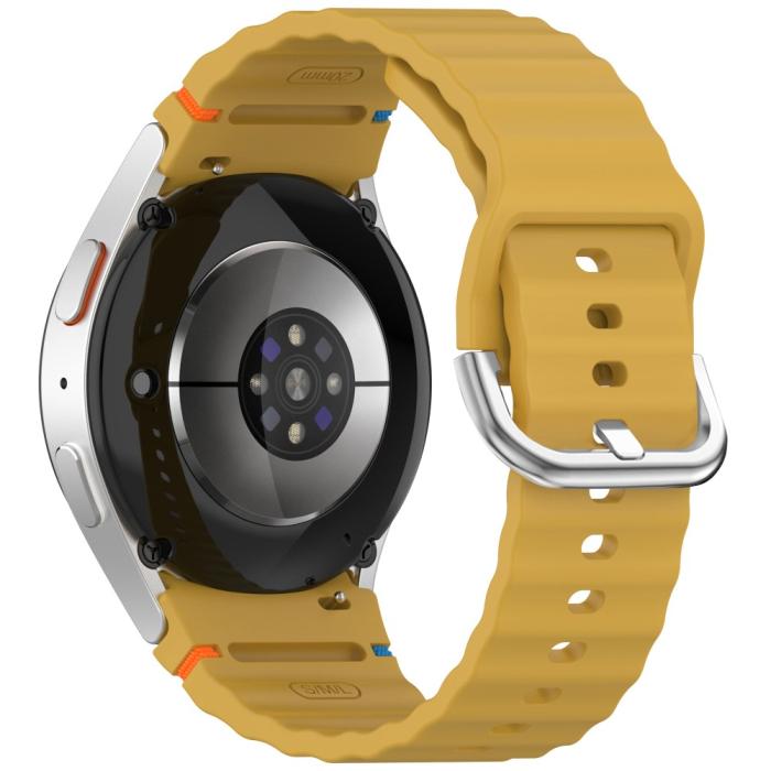 Bild 1, Galaxy Watch 5/5 Pro/6/7/FE Armband Silikon Wave Design Gul