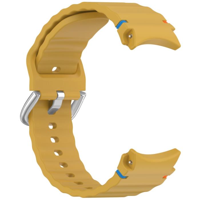 Bild 3, Galaxy Watch 5/5 Pro/6/7/FE Armband Silikon Wave Design Gul