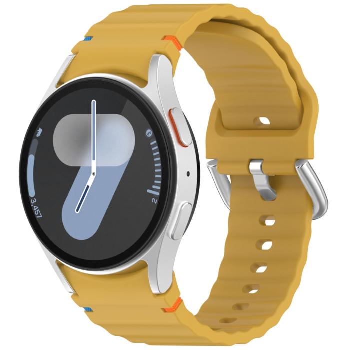 Bild 4, Galaxy Watch 5/5 Pro/6/7/FE Armband Silikon Wave Design Gul