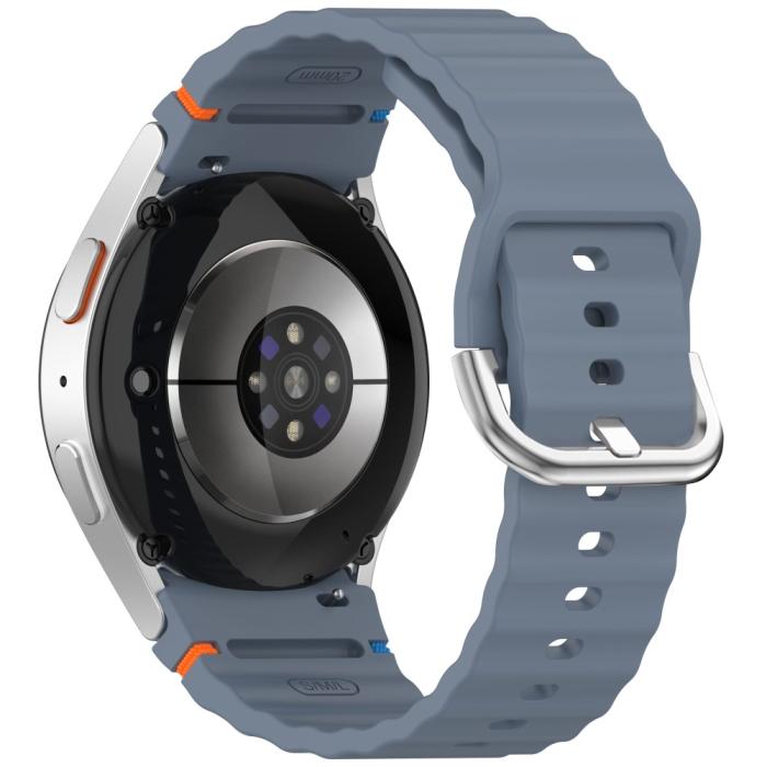 Bild 1, Galaxy Watch 5/5 Pro/6/7/FE Armband Silikon Wave Design Blå