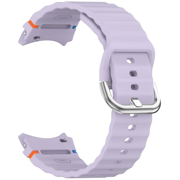 Bild 2, Galaxy Watch 5/5 Pro/6/7/FE Armband Silikon Wave Design Lila