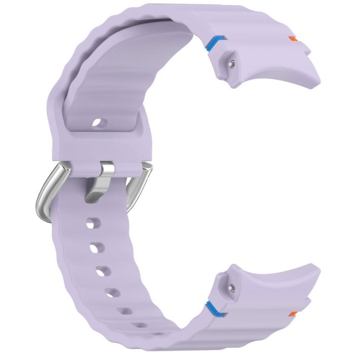 Bild 3, Galaxy Watch 5/5 Pro/6/7/FE Armband Silikon Wave Design Lila